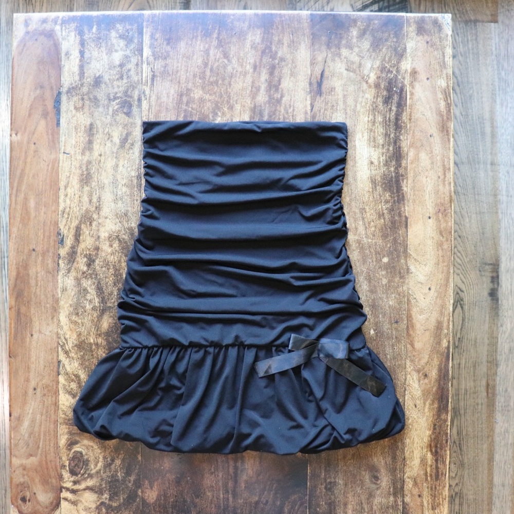 Speak Italia ruched black mini dress
